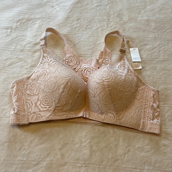 Doosinki nude bra front closure with rose design in the back size 50/115 NWT - Picture 3 of 5